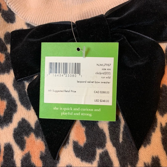 RARE Kate Spade Leopard Bow Sweater Riverdale - Picture 9 of 12